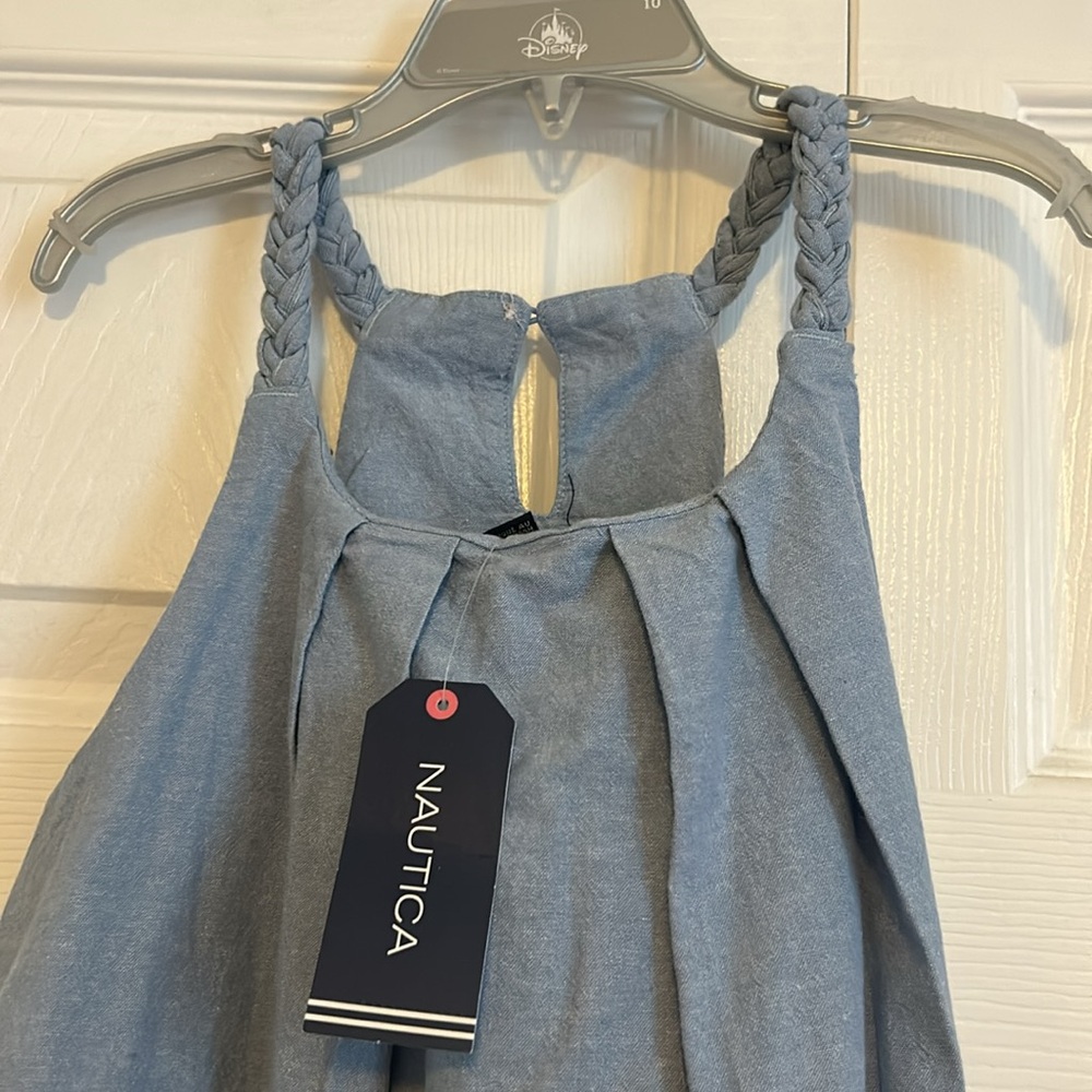 NWT Nautica chambray Blue Dress Braided Straps Size Medium